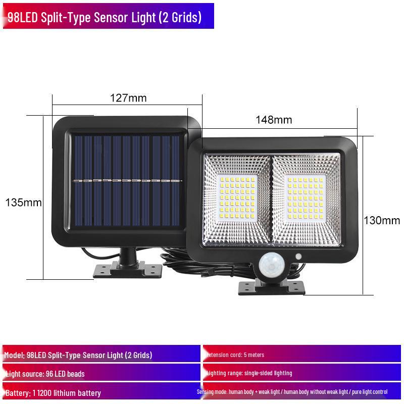 Waterproof Outdoor Solar Sensor Light for Courtyard, Wall, & Garage