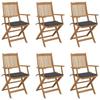 VidaXL Set of 6 Folding Garden Chairs with Cushions, Patio Seats, Dining Chairs, Patio Furniture 3065461