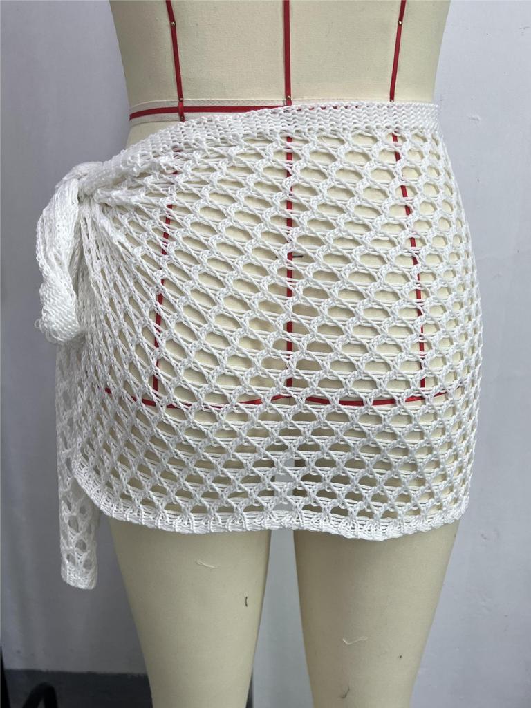 Women's European & American Sexy Knit Cutout See-through Short Beach Skirt