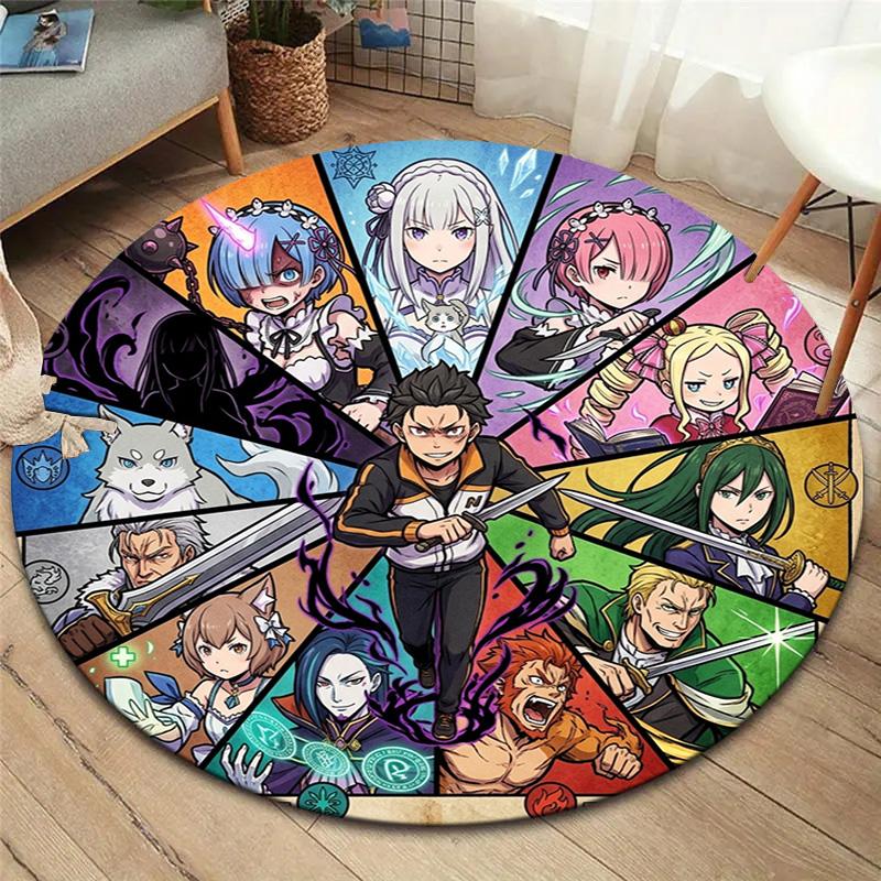 Re Zero Round Area Rug Carpet Rug For Living Room Bedroom Sofa Playroom Decor Nonslip Floor Mat