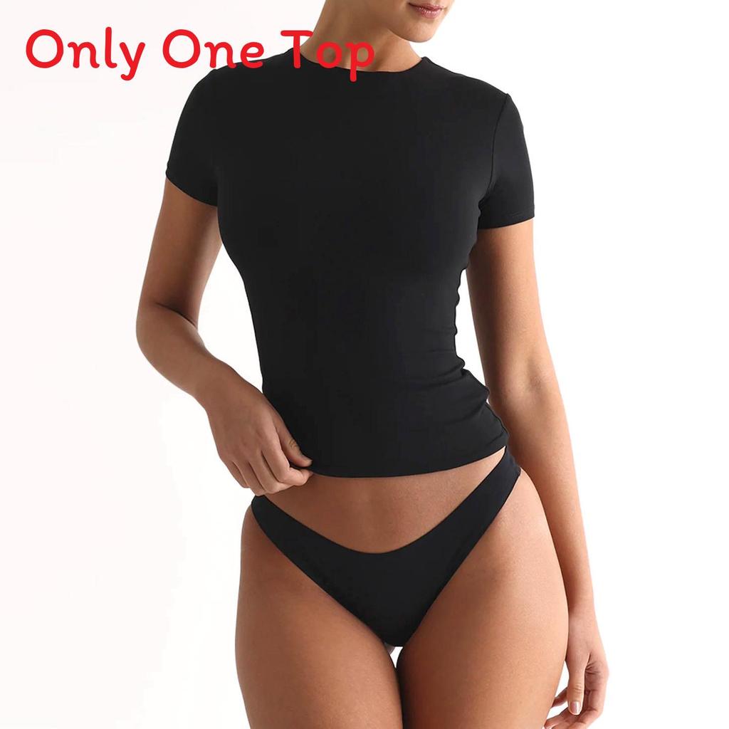 T Shirt Women Casual Slim Fit Polyester Short Sleeve Streetwear For Daily Wear