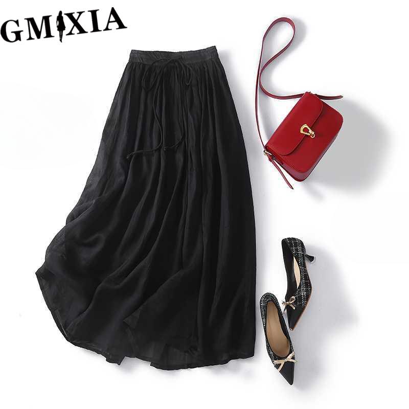 GMXIA Women's Fashion Casual Solid Color Print Summer Spring Skirt