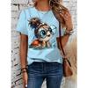Ladies Short Sleeve Cute Printed Crew Neck Top Loose Casual T-Shirts Women’s
