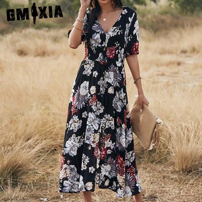 Frauen Sommer Sexy Print Kleid Abnehmen Taille