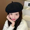 Damskie wełniane berety w stylu francuskim artysta ciepła zimowa czapka typu beanie Retro zwykły beret jednolity kolor elegancka dama wszystkie dopasowane jesienne czapki