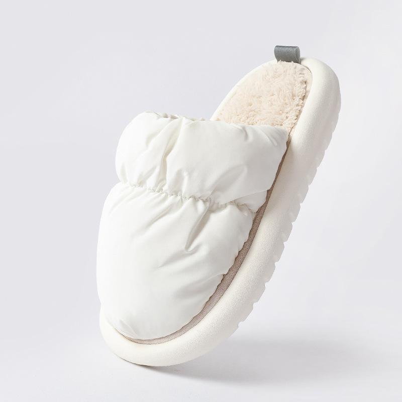 Slippers cotton slippers women wear Velcro can be torn couple thick bottom autumn and winter indoor waterproof non-slip cotton mop