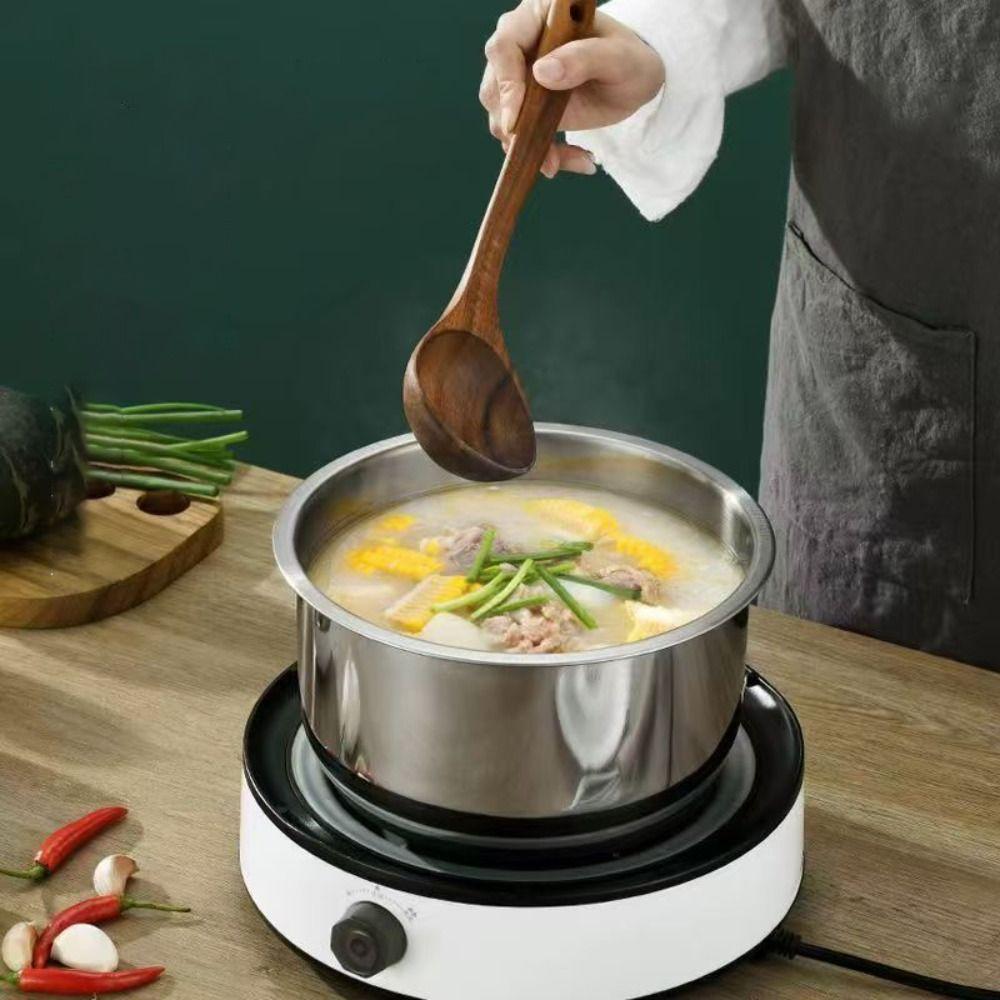 5Pcs Rustproof Stainless Steel Soup Pot With Lid Salad Bowl Lard Basin Stock Pot Set  Food