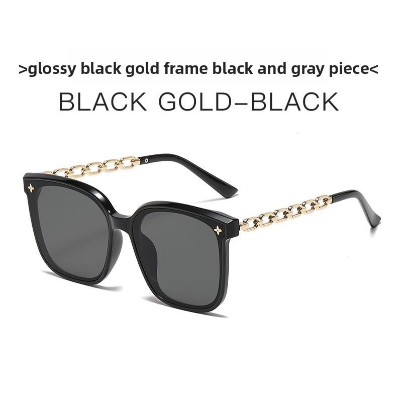 

2022 Summer Chainlink Oversized Eyewear For Girls Uv400 Sun Protection Black Gold