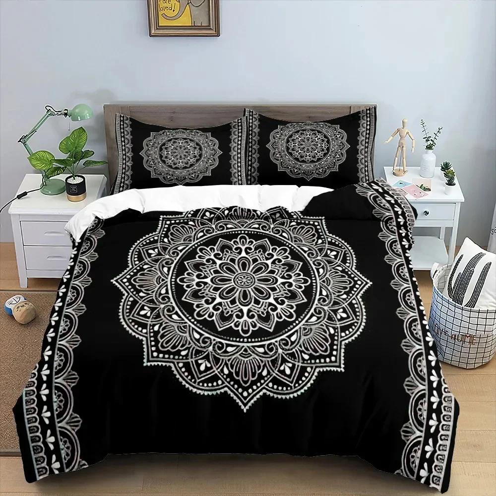 Mandala Duvet Cover Set King Queen Twin Full Size Moon Sun Eye Boho Chic Floral Polyester Quilt Cover for Kid Boys Bedding Set