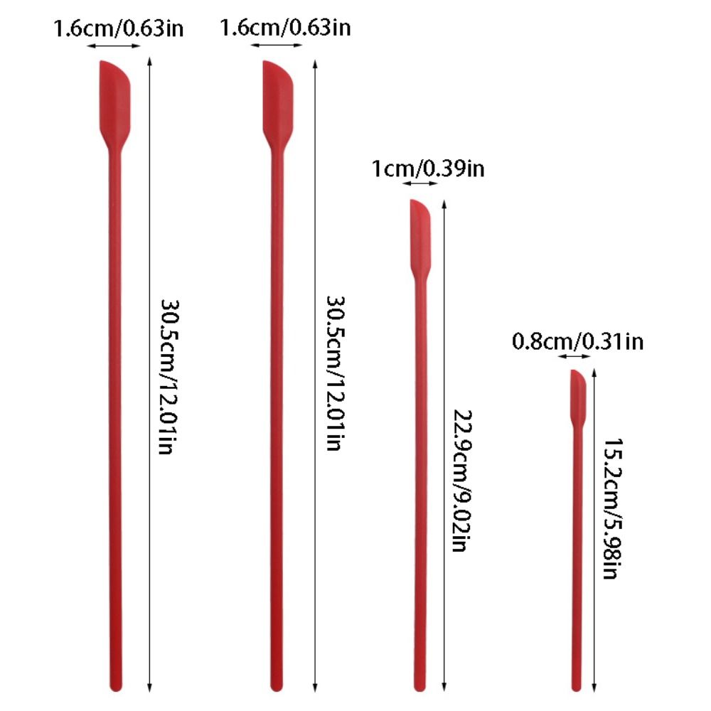 4Pcs/Set Heat-resistant Mini Silicone Spatula Set Safe Easy To Clean Rubber Spatula Long Handle Food Grade Jam Bottle Scraper