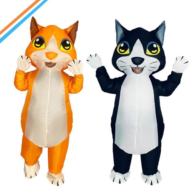 Cqqa Unisex Black/Orange Cat Inflatable Clothing Funny Doll Clothing Prom Makeup Props Clothing Doll Doll Cat Inflatable Clothing 150-190Cm