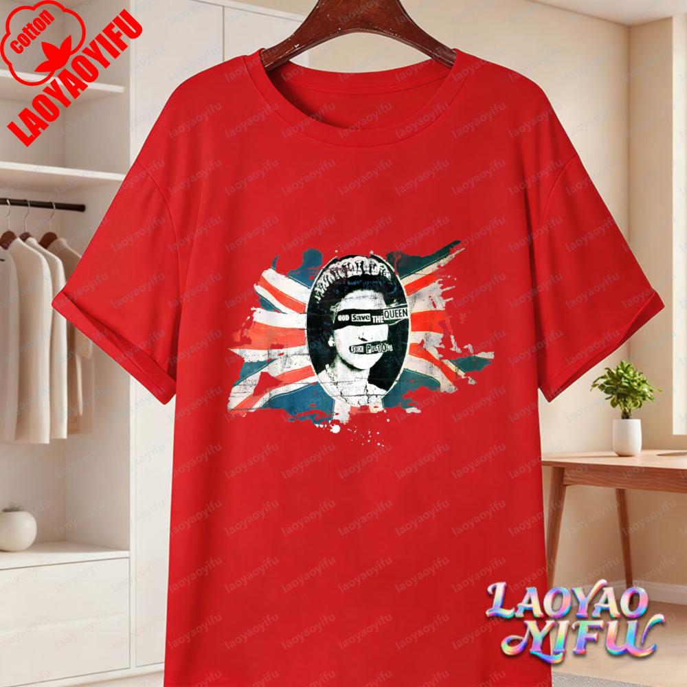 T-shirt Punk Queen in Cotone Vintage Classica God Save The Queen Grafica Union Jack T-shirt Tendenza Gothic Rock Top Donna Unisex Abbigliamento