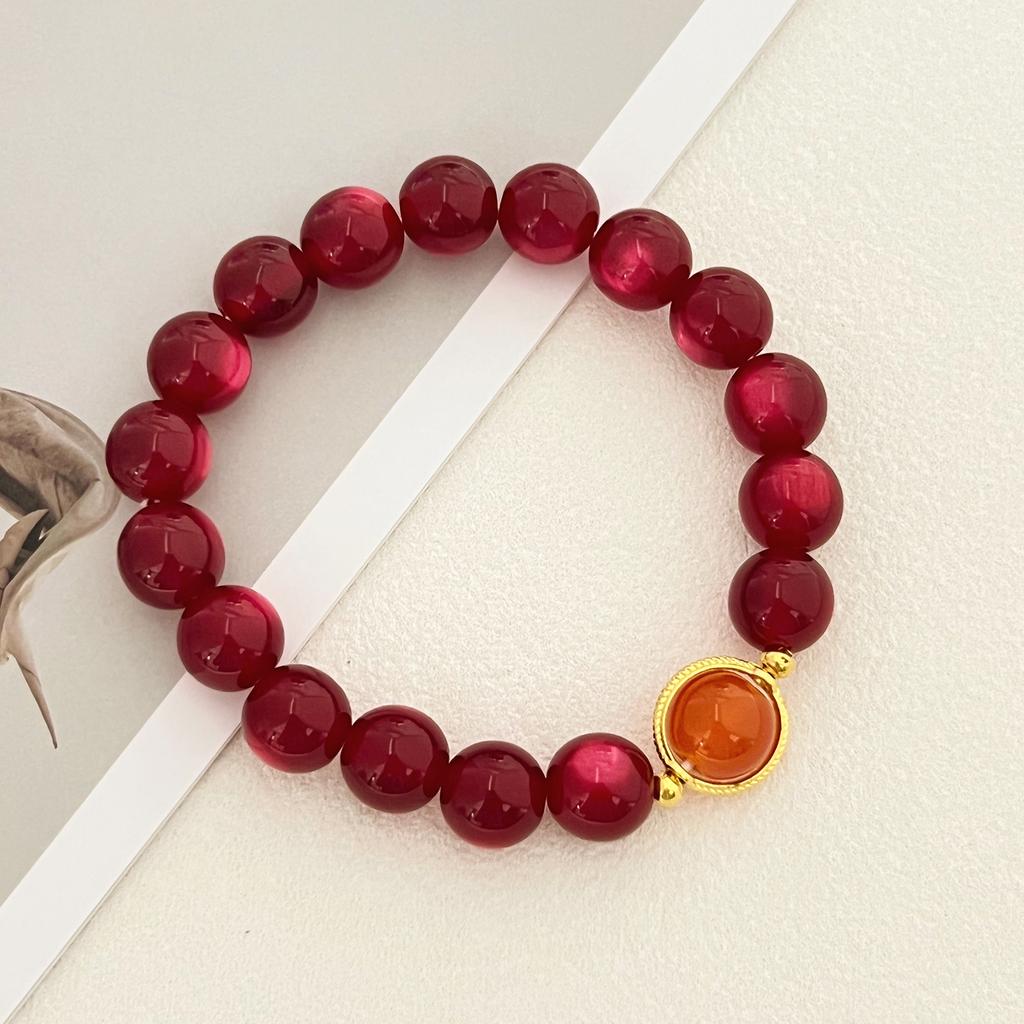 Women Bracelet Handmade 10mm Round Resin Stone Bangles DIY Beaded Charms