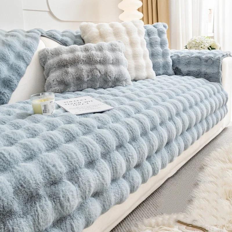 Zimní bubliny plyšový polštář na pohovku ručník na pohovku křeslo lenoška protiskluzový potah bytová dekorace křeslo prachotěsné ochranné potahy