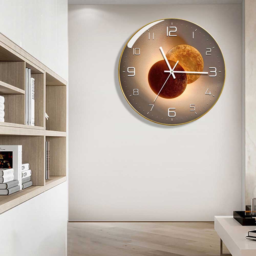 Glass Wall Clock Modern Design Geometric Series Art Round Mute Creative Hanging Home Living Room Bedroom Decoration 12 Inch