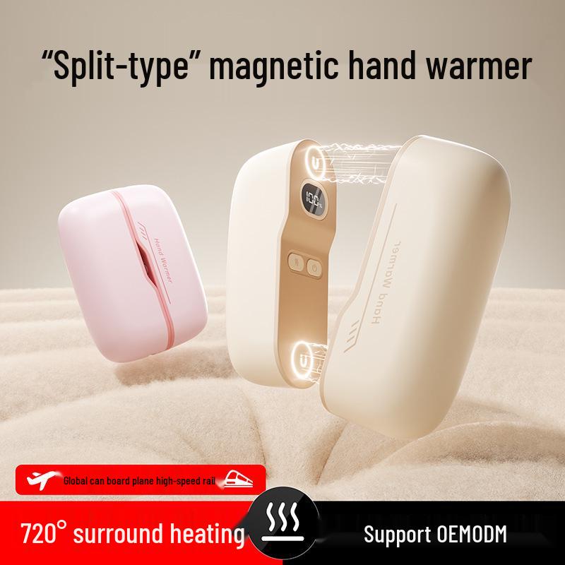 2025 Gradient Dual Magnetic Split Hand Warmer with Digital Display – Portable Creative Gift
