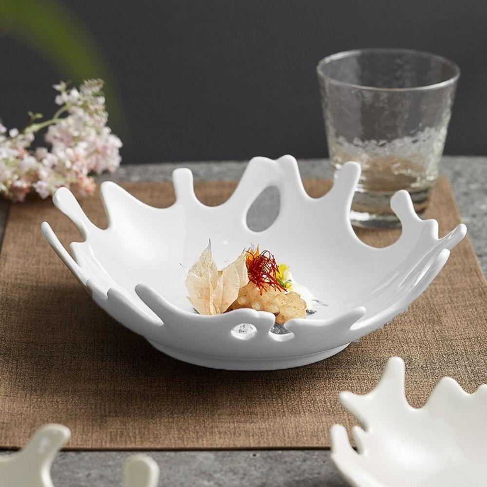 Nordic Style Irregular Porcelain Dinner Dish Heat-resistant Snack Tray Microwave Oven