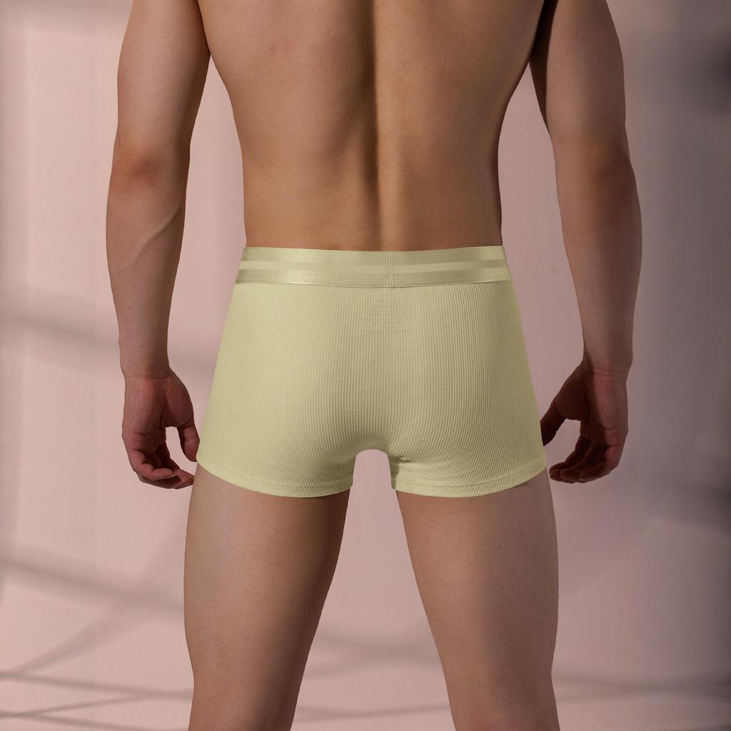 Men's Breathable Cotton Waffle Boxer Briefs with Bullet Separation