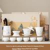 Xunyi Chinese White Porcelain Tea Set - Wisteria & Ink Landscape Gaiwan (10-Piece Gift Set)