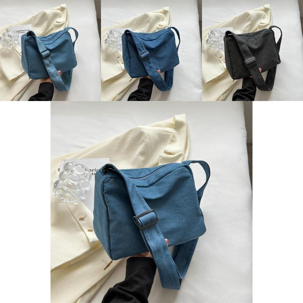Trendy Denim Crossbody Bag For Women 2023 Simple Stylish Summer Shoulder Bag Mid Soft With Sleek Stitching In Black Light Blue Dark Blue Sky Blue