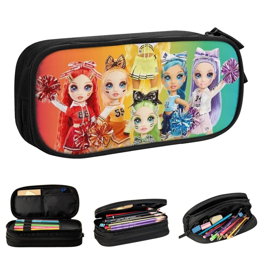 Cute Rainbow High Cheer Pencil Case Pencil Box Pen for Student Large Storage Bag School Supplies Zipper Stationery