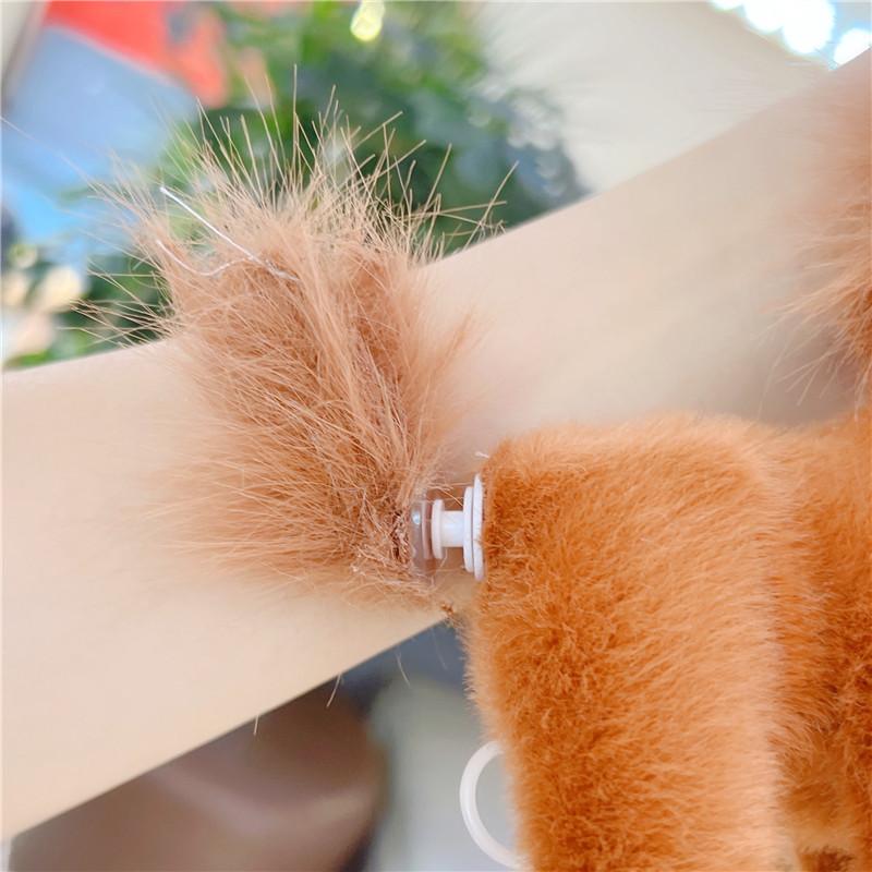 1Pcs Fuzzy Tail Turning Pony Doll Backpack Accessory Creative Cartoon Horse Plush Doll Keychain Cute Bag Pendant