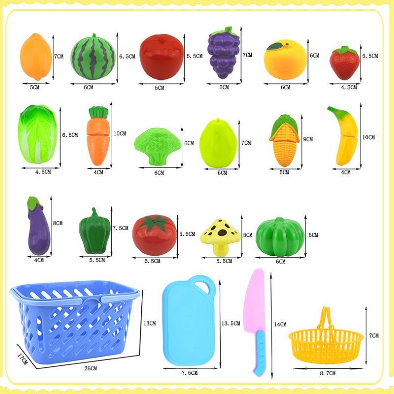 Colorful Kitchen Play Toy Set With Premium Quality Fruit And Vegetable Cutting Pieces