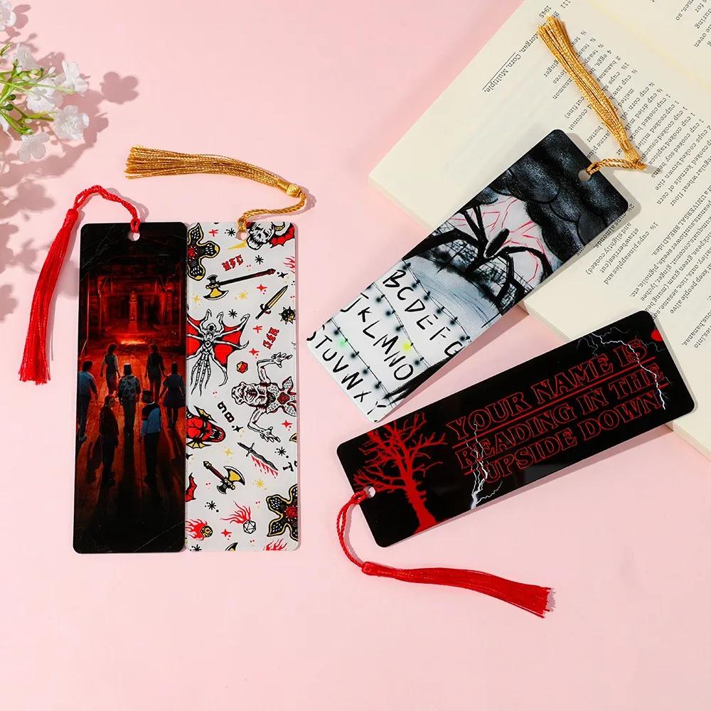 Hot Creative Reader Accessories Movie Horror Acrylic Bookmark Withtassel For Bookworm Student Stationery Teacher Office Supplies