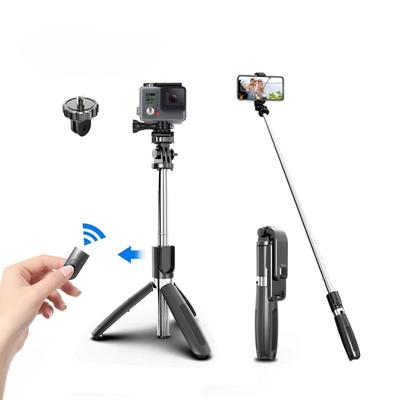 INRAM-L02 Perche à selfie Bluetooth sans fil avec mini trépied pliable avec télécommande pour téléphone, caméra d'action, iPhone