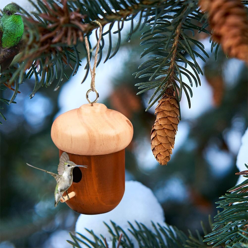 3 Pack Wooden Hummingbird House for Outside Hanging Humming Bird Nest Garden Gifts Window Decoration for Nature Lovers