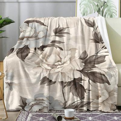 Pfingstrosen-Decke Weiche Flanell-Klimadecke Leichte Sommer-Nickerchen-Decke Gemütliche Decke für Sofa Bett Reise Zuhause