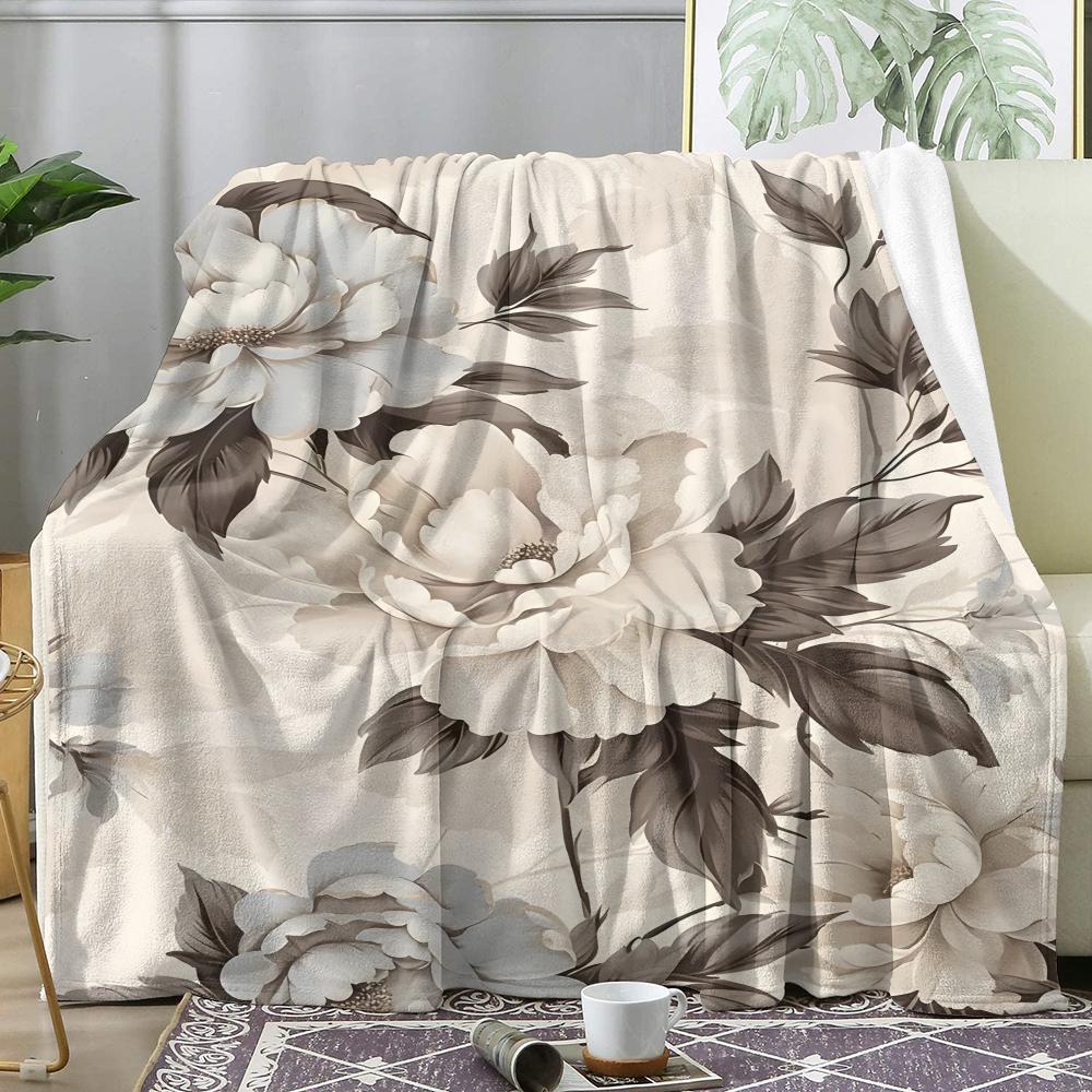 Peony Throw Soft Flannel AC Blanket Lightweight Summer Nap Throw Cozy Blanket for Sofa Bed Travel Home