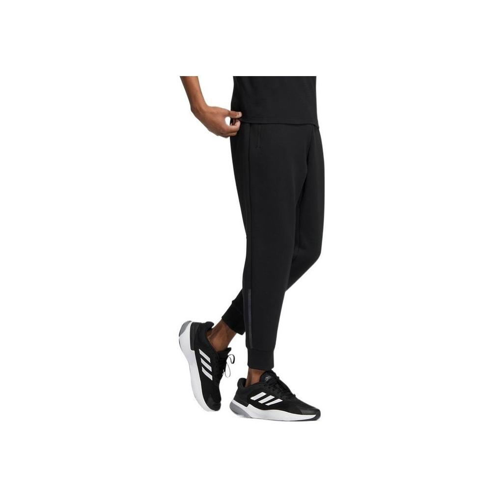 Adidas Pantaloni de jogging conici cu talie elastică de culoare pură Bărbați Jos Negru HN8962