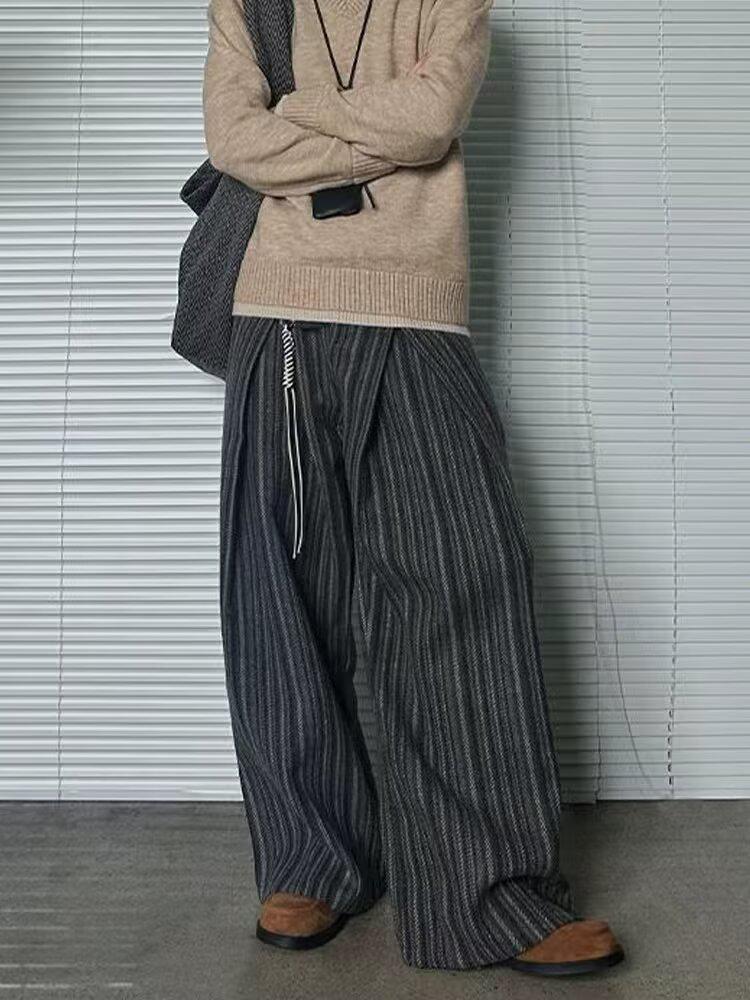 2026 Trend Striped Wool Pleated Casual Pants - Versatile, Simple, Lazy Style