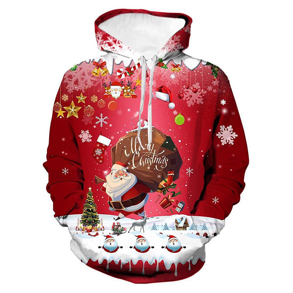 Spring Autumn Men's Hoodies Christmas Series 3D Printed Sweatshirt Long Sleeve Pullover Loose Comfortable Casual Couple Hoodie