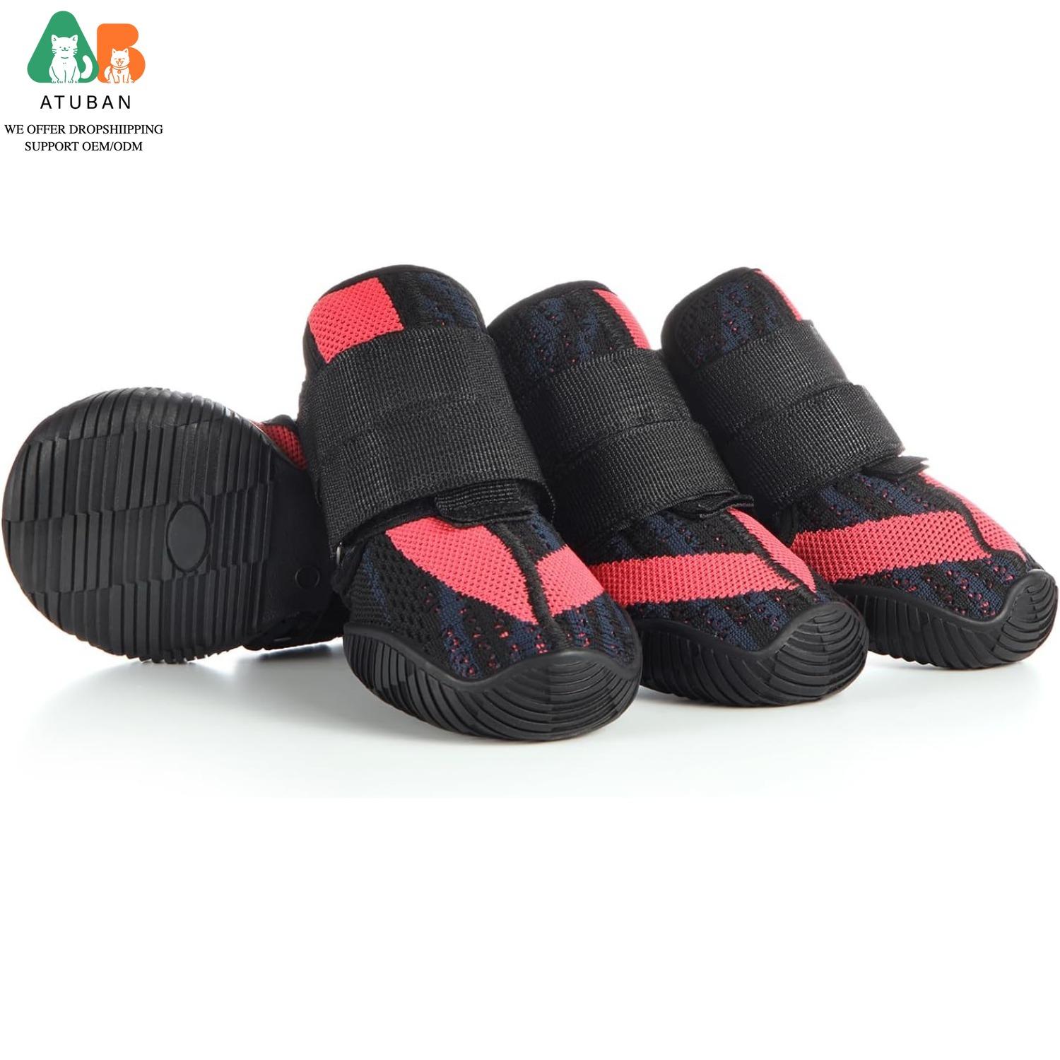 

ATUBAN Dog Shoes for Dogs,Hot Pavement Summer Puppy Dog Boots & Paw Protectors with Soft Anti-Slip Rubber Sole, Walking Running Size1 красный