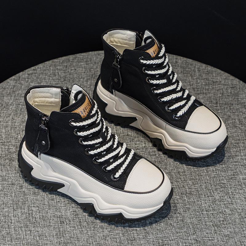 

677 Женские туфли на платформе из натуральной кожи со скрытым каблуком 7 см - Весна 2025, корейский стиль 37