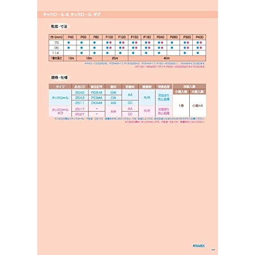 Kovacs Tack Roll P120 75mm x 25m PCS-M Self-Adhesive Dry Sanding Paper