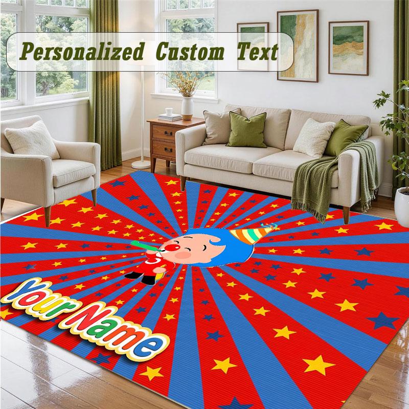 Crystal Velvet Square Rug Custom NameEl Payaso Plim Plim Pattern Non Slip Home Floor Decor Rug