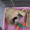 Casa Nido Casa de Juego Cama para Conejo Hámster Cobaya Chinchilla Jaula de Paja Tejida