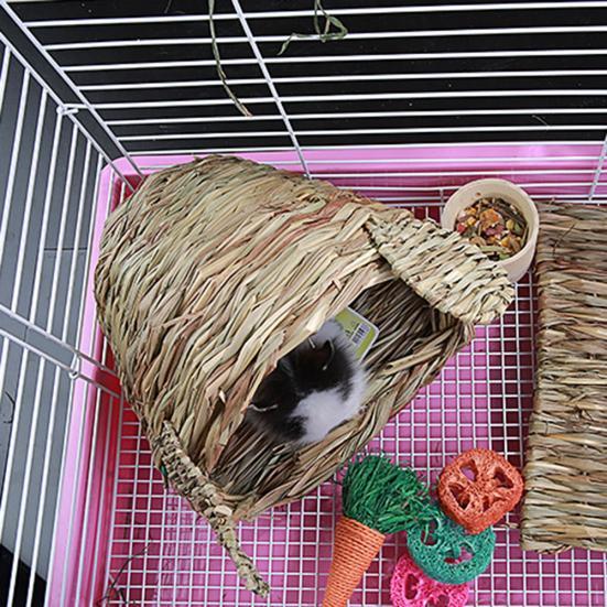 Woven Straw Pet Rabbit Hamster Guinea Pig Cage Nests House Toy Chinchilla Bed