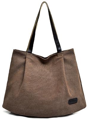 Monoa Women's Lightweight Canvas Tote Bag with Zipper, Foldable, Eco-Friendly, N1492, Brown