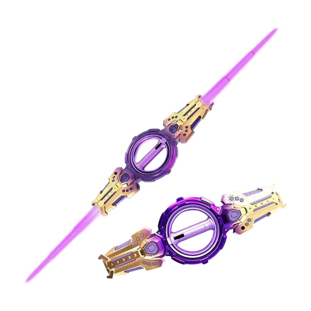 Double Edged Fire Spinning Sword, Stretching Light Sword, Rotating Blades, Colorful Lights, Cool Lasers Sword Toy