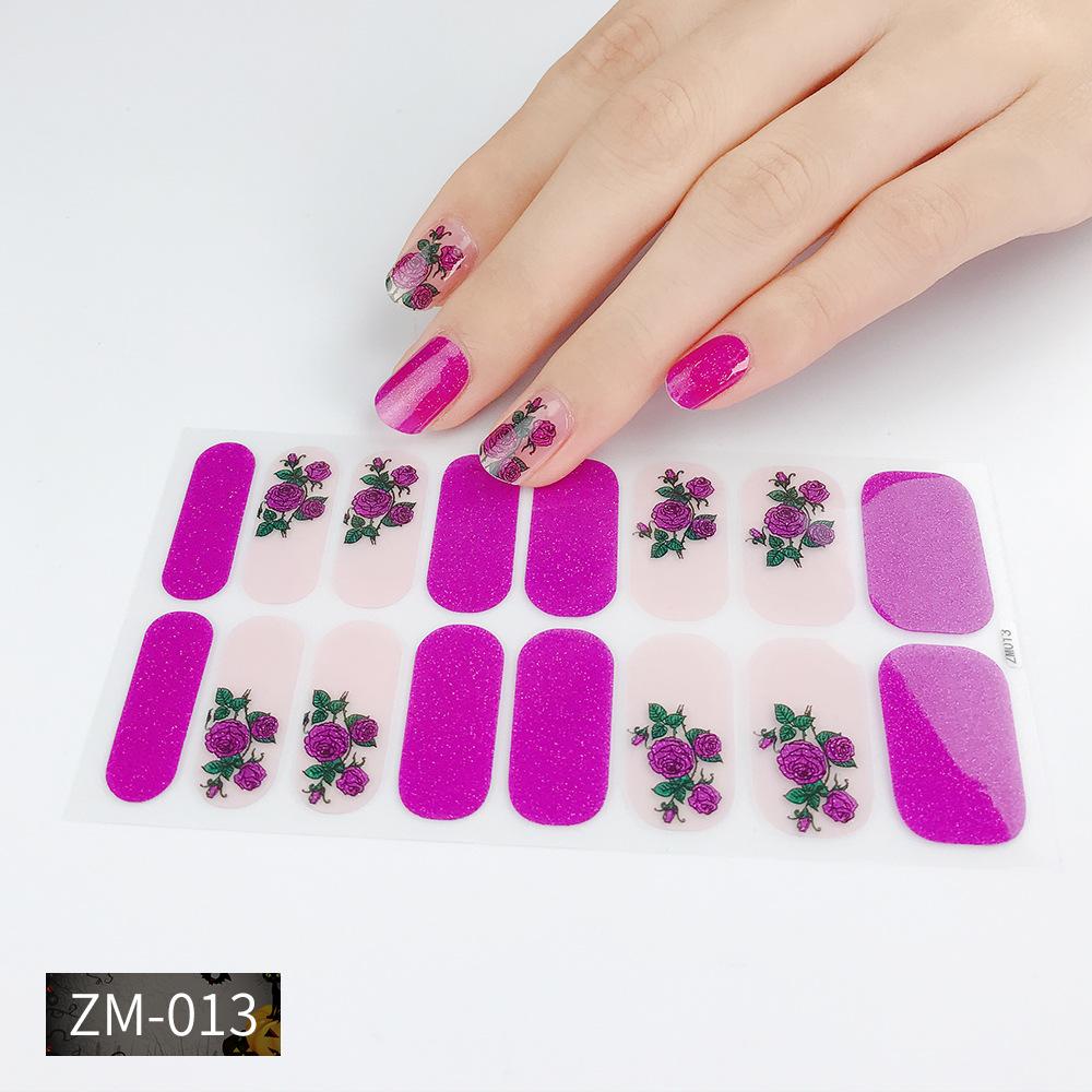 ZM Full Cover No-Cure Gel Nail Wraps, Halloween Style Autumn Winter Nail Stickers, Nail Patch Films