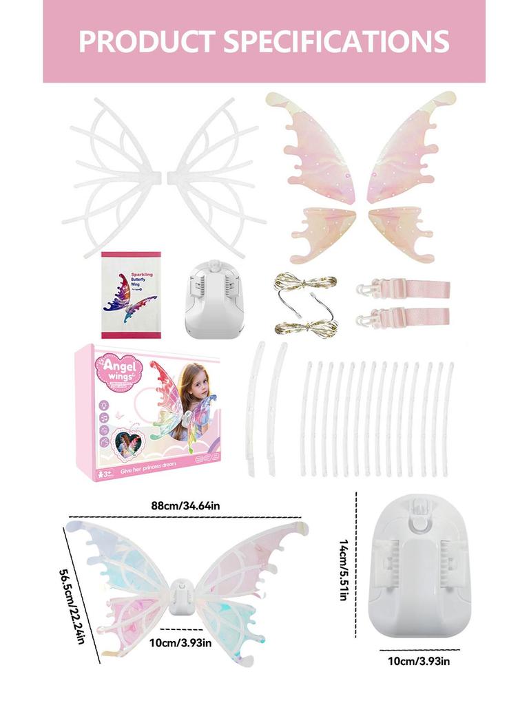 Luminous Butterfly Fairy Wings Toy for Girls - Musical Angel Props, Perfect Christmas Gift