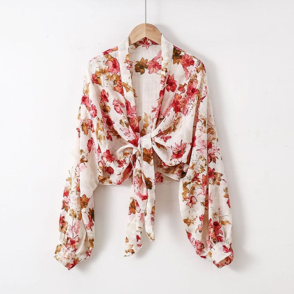 Chiffon Women's Summer Long Sleeved Top Thin Cardigan Paired with Women's Short Sun Protection Jacket Shawl
