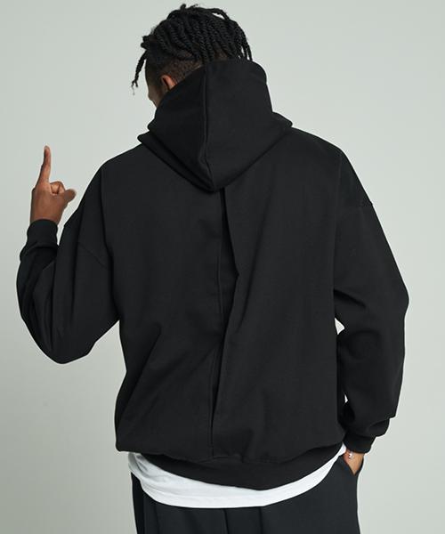 Tener Happo Back Slit Embroidered Hoodie Black Black/L
