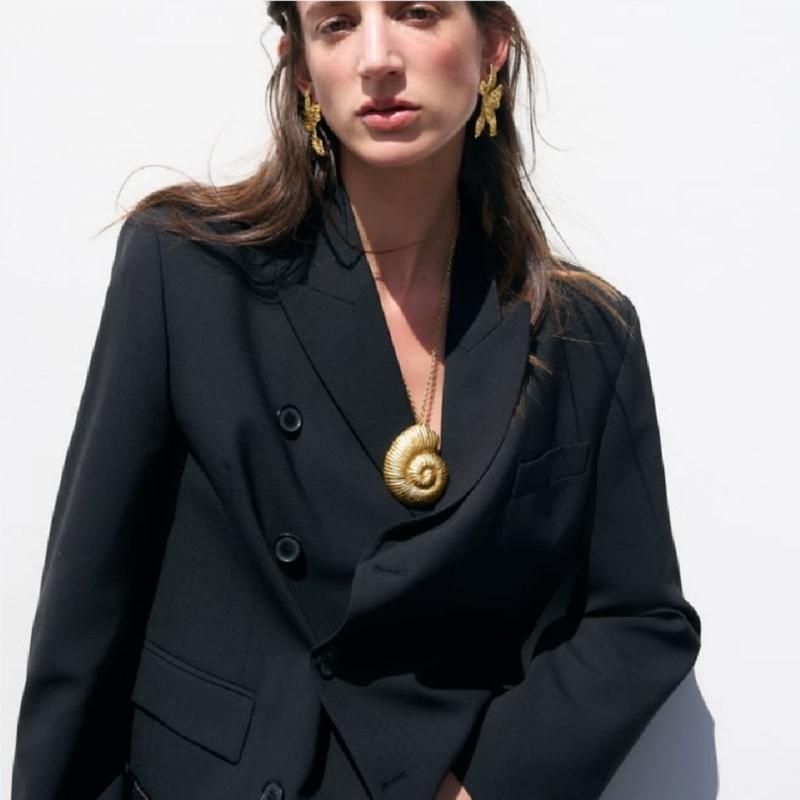 Collier à pendentif conque punk pour femmes filles gothique doux cool chaînes clavicule grossières double couche accessoires Y2k bijoux