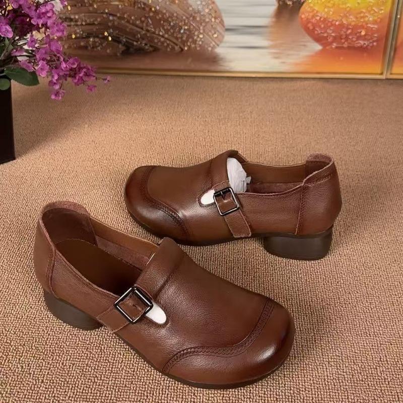Retro Chunky-Heel Mary Janes New Spring/Fall Styles—Lightweight Fashionable and Slip-Resistant Shoes for Middle-Aged and Elderly Women