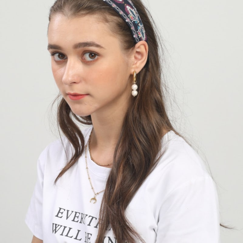 LALA Importierte Spitze Ethnisches Haarband - NAVY#